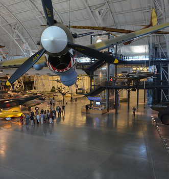 Steven F. Udvar-Hazy Center: main hall panorama (P-40 et al)